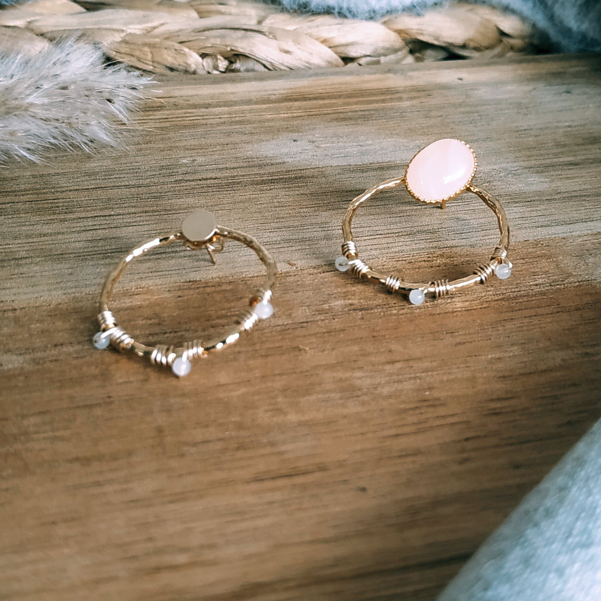 image boucles oreilles Maü quartz rose
