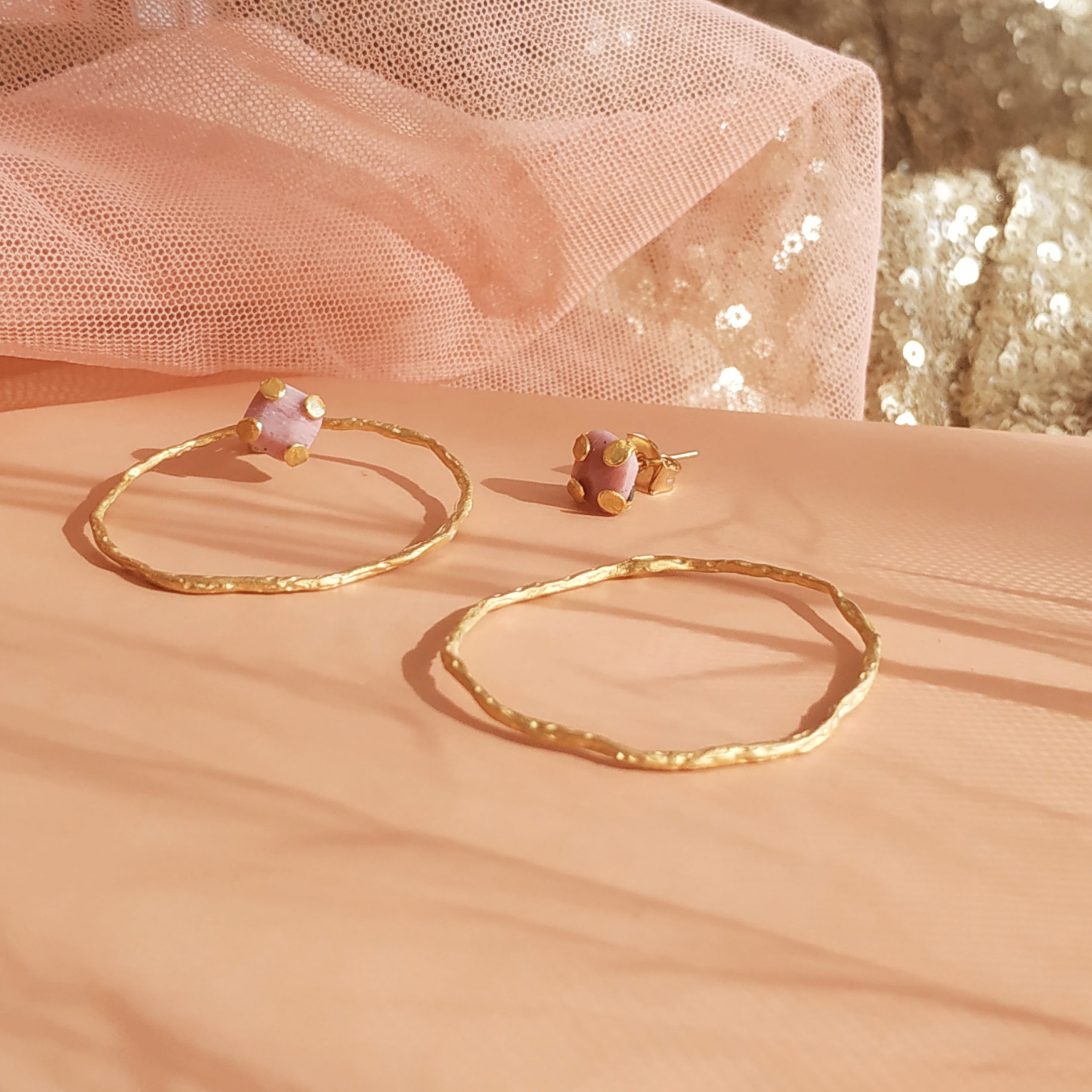 photo boucles oreilles charlie rhodonite rose