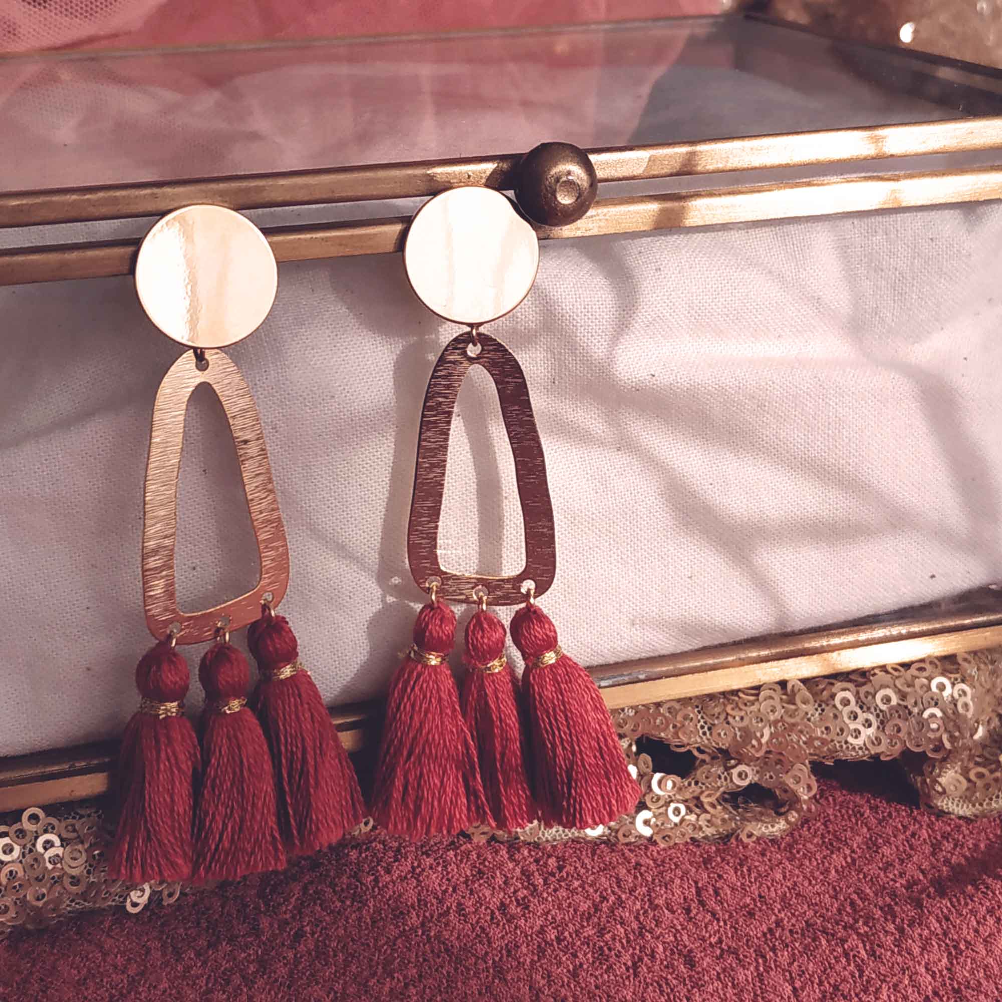 photo boucles d'oreilles Frida rouge cuivre