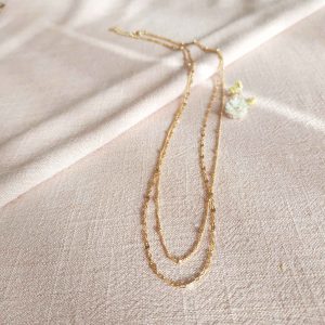 Collier double rang chaînes fines dorées HOKU