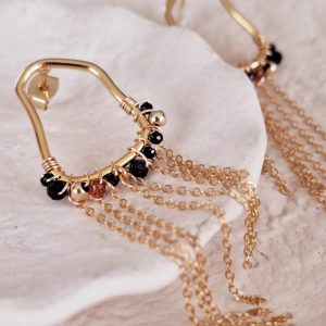 Boucles d'oreilles franges et pierres Sahje